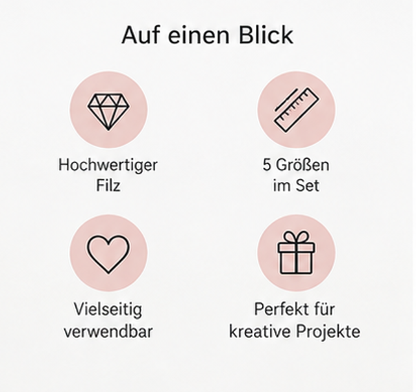 Häkelboden rund schwarz Filz Set (verschiedene Größen, 5 Stück)