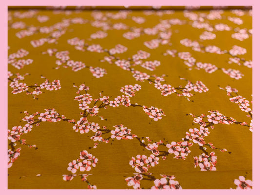 Jersey Kirschblüte rosa ocker senffarben