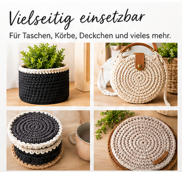 Häkelboden rund schwarz Filz Set (verschiedene Größen, 5 Stück)