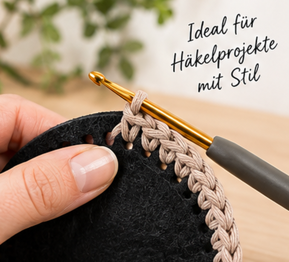 Häkelboden rund schwarz Filz Set (verschiedene Größen, 5 Stück)